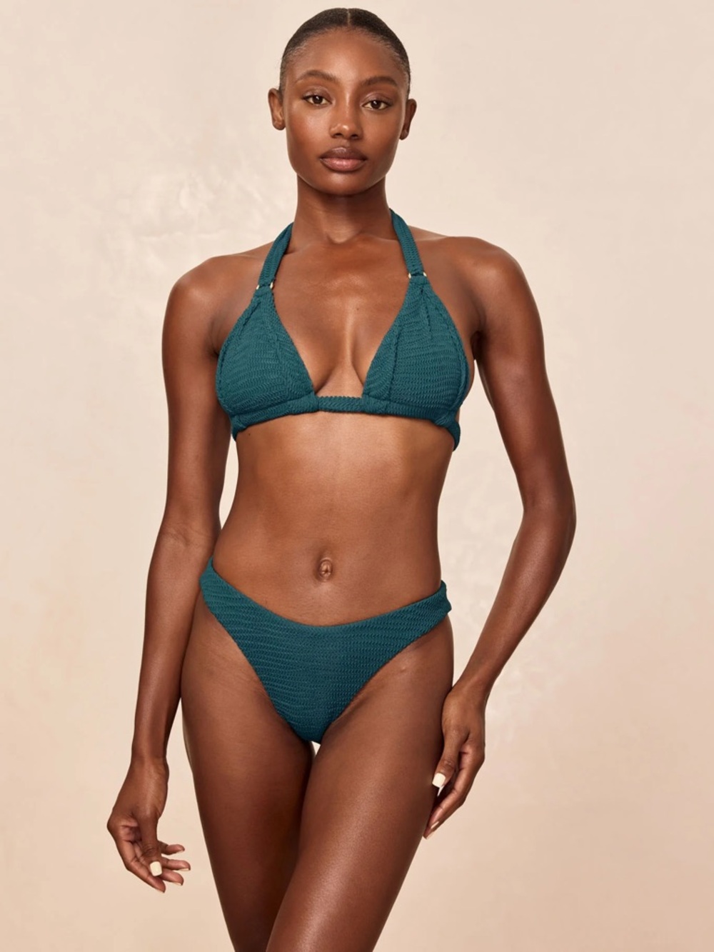 MONDAY SWIMWEAR Textured Bikini Top and Bottom Set - Women Swim